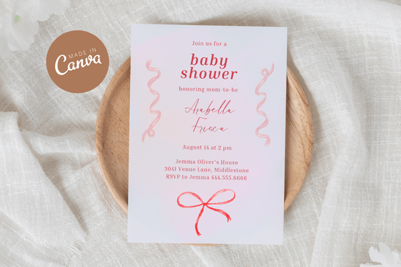 Download Coquette Baby Shower Invitiation Canva - Coquette baby shower Collection