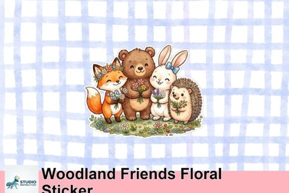 Download Woodland Friends Floral Sticker - Woodland friends Collection