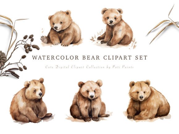 Download Watercolor Brown Bear Digital Cliparts - Digital cliparts Collection