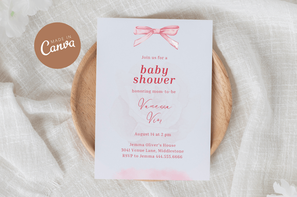 Download Coquette Baby Shower Invitiation Canva - Coquette baby shower Collection